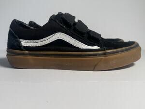 Vans Old Skool V Black White Gum Sole Hook Loop Shoes Womens 8 Mens 6.5